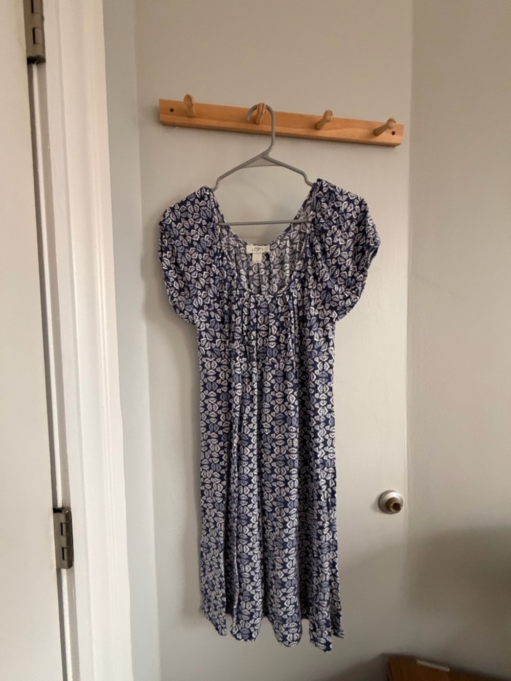 LOFT Navy and White Floral Maxi Dress